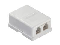 Розетка телефонная внешняя  2 порта RJ-11(6p4c)  4 контактная, белая, Netko